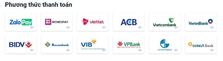 Phương thức thanh toán tại 8xbet vô cùng đa dạng ZaloPay, Vietcombank, DongA, Vietinbank,...